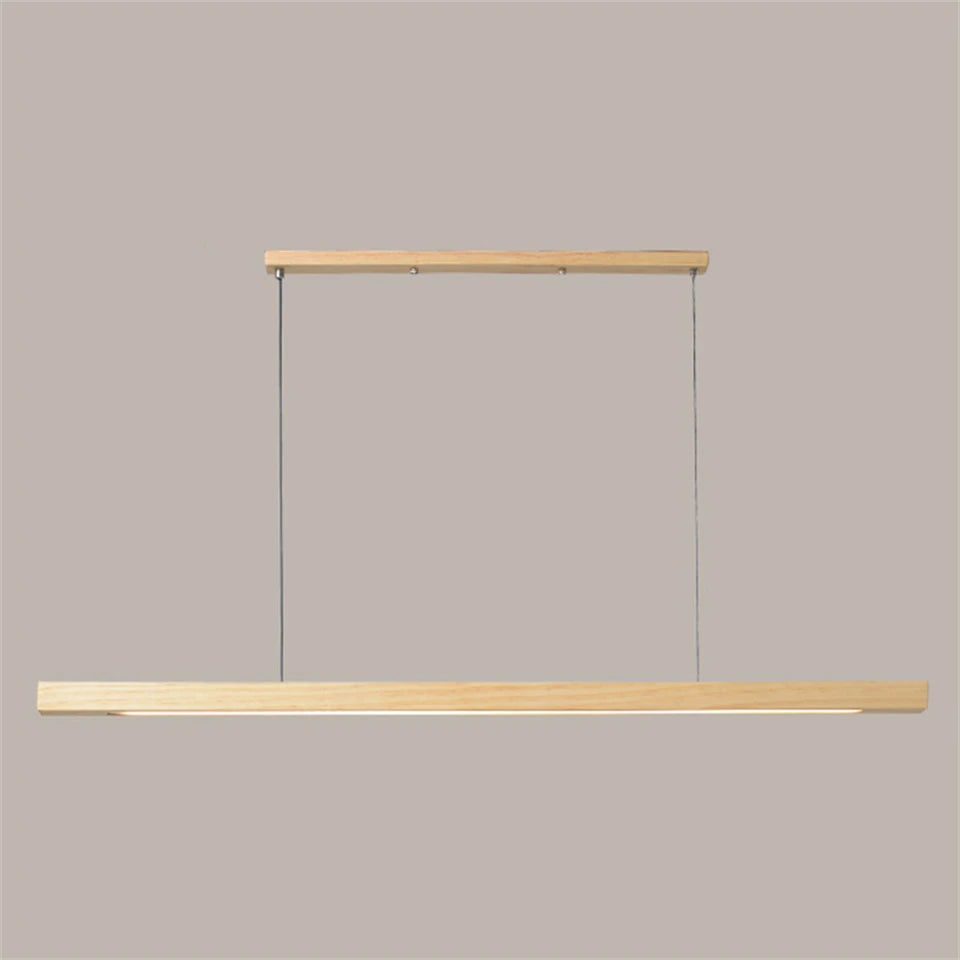 Wooden Pendant Lights Hanging Lamp Modern Table LED Long Linear Light Kitchen Island Lighting for Dining Living Room Office