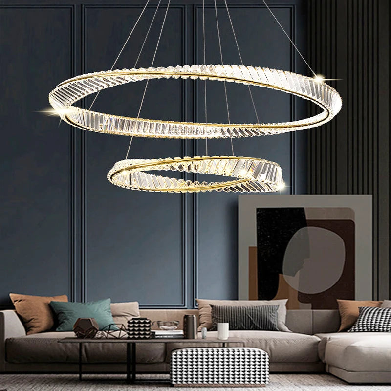 Modern Gold Ring Remote Dimmable Luxury Pendant Light