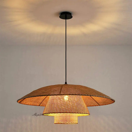 Vintage Rattan Lamp New Restaurant Pendant Lights Home Decor Dining Room Kitchen Loft Suspension Lustre Handmade Light Fixtures