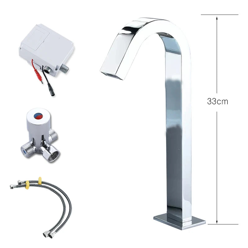 OXG Black/Chrome Smart Sensor Basin Faucet Automatic Sensor Waterfall Basin Sink Faucet Bathroom Faucet Washbasin Faucet