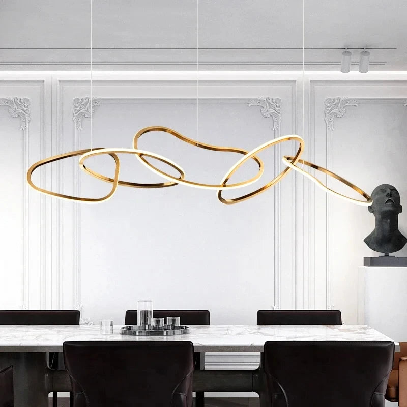 Modern Rings Pendant Lights Black&Golden for Living Dining Room Bedroom Ceiling Chandelier Lamps Indoor Hanging Lighting Fixture