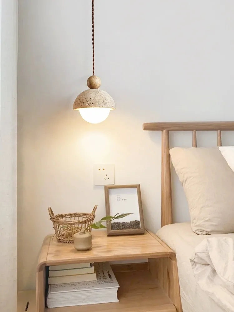 Led Pendant Lamp Small Stone Chandelier  Bedroom Bedside Modern Bulb Light Flower Bud  Cream Style For Children's Room Girl Home