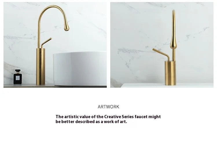 Modern Bathroom Faucet High Arc Single Handle Sink Faucet Brass Washbasin Hot and Cold Water Faucet with Hose Accessories