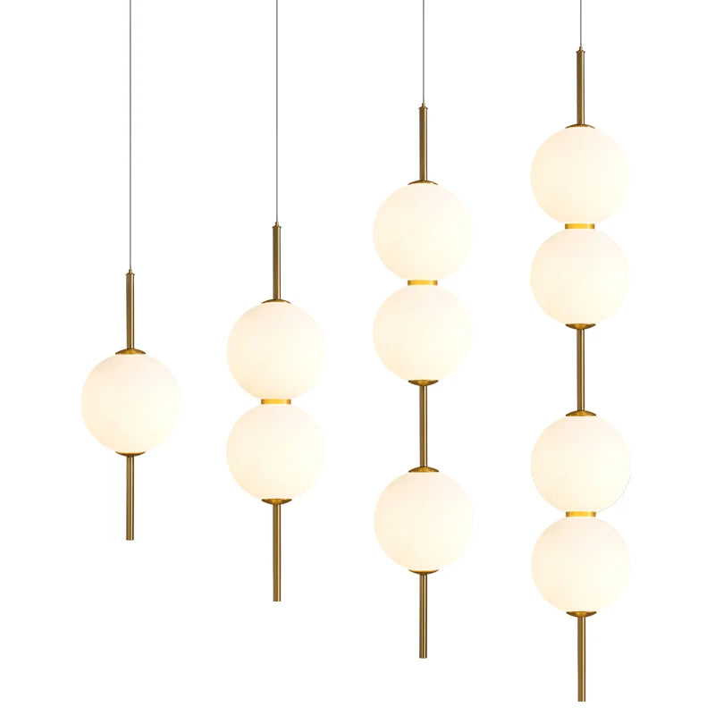 Nordic Glass Ball LED Pendant Lights Bedroom Bedside Hanging Lights Fixture Long Design Lighting Nordic Ceiling Chandeliers