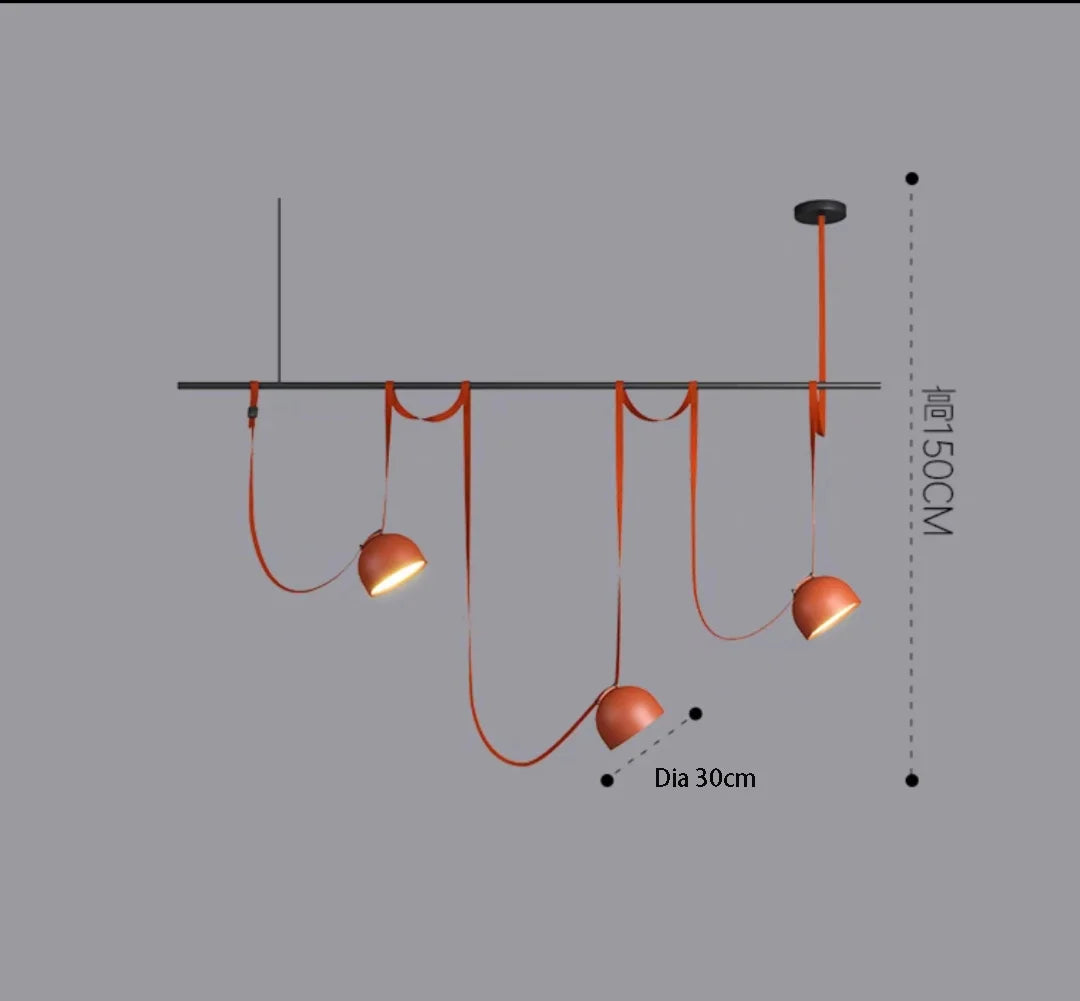 Italy Orange/Black Creative Nordic Design Dining Room Belt Pendant Lamp