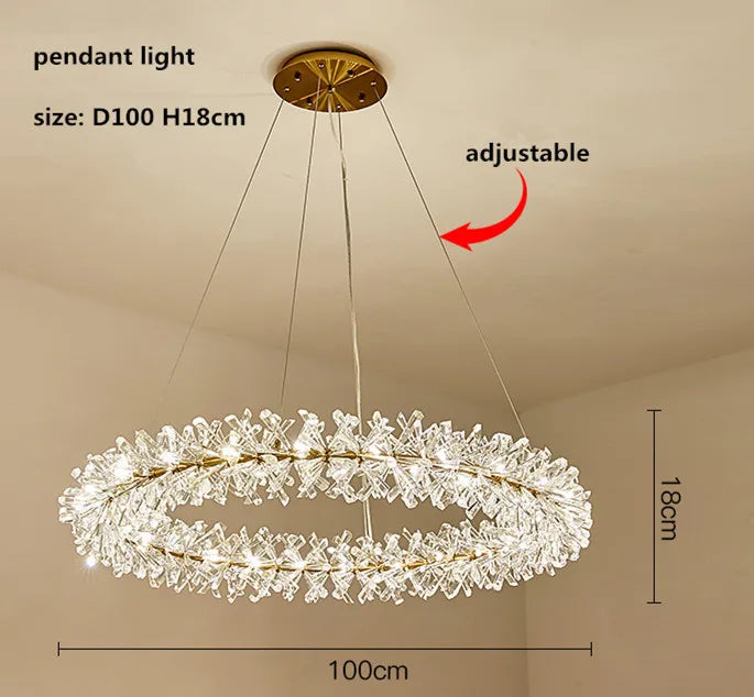 Modern lustre Flower Crystal Chandelier Nordic Luxury Hanging Lamp Indoor Lighting Home Decor For Living Room Bedroom Restaurant