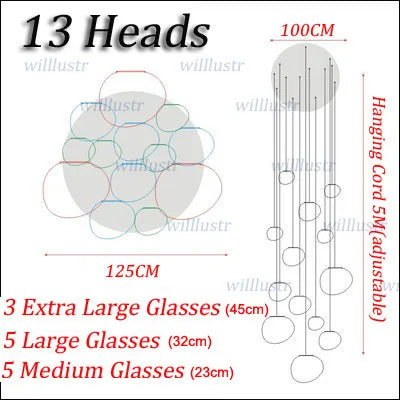 Glass Pendant Lamp Irregular Stonelike Suspension Light Hotel Lobby Mall Hall Villa Stair Living Room Hanging Ceiling Chandelier