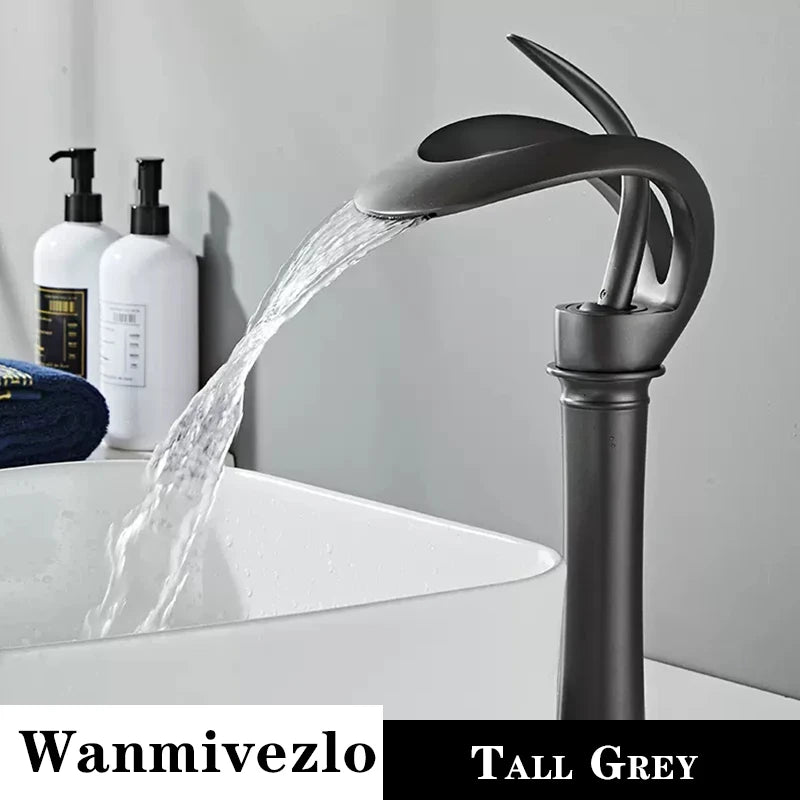 Creative Bathroom Basin Sink Faucet Brass Deck Mounted Single Handle Single Hole Stream Sprayer Cold Hot Water Mixer Bath Tap