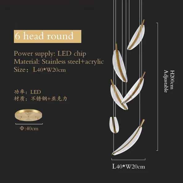 Luxury Modern Minimalist Leaf Art Chandelier