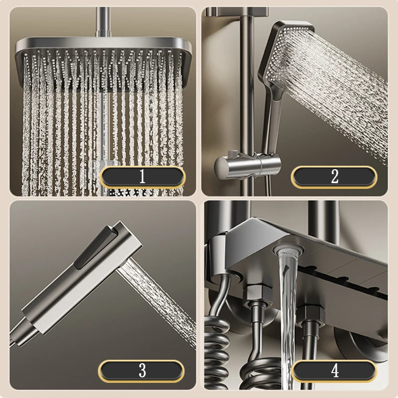 Black or Brass 4 Way Shower System Set