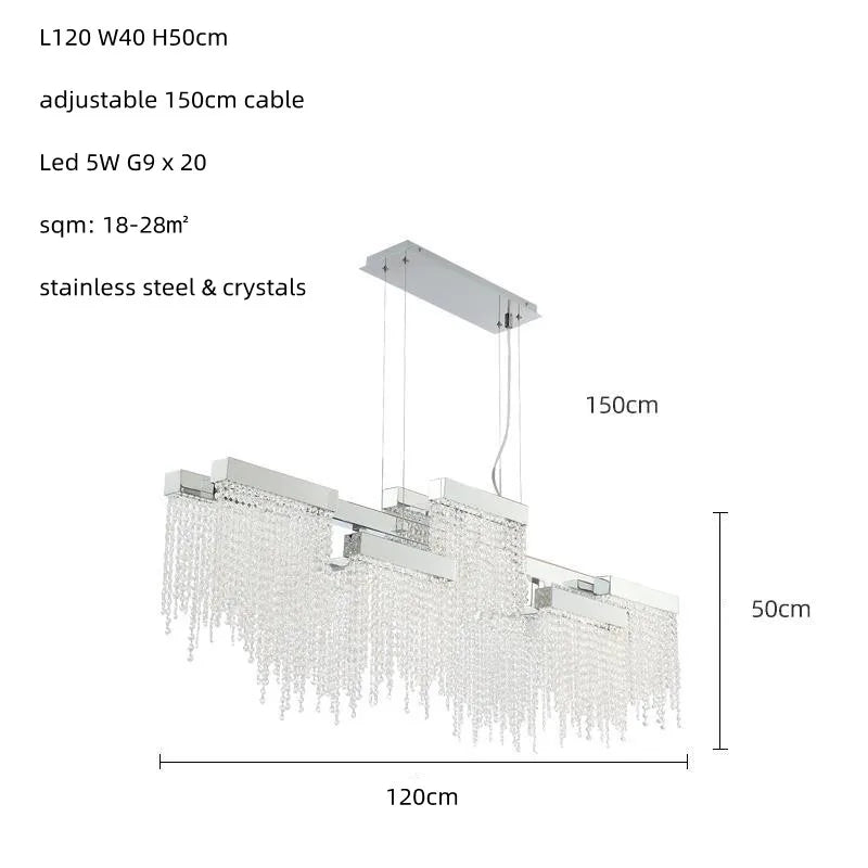 Postmodern Luxury K9 Crystal Chandelier Led G9 Chrome Steel  Chandelier Dining Room Living Room Home Hanging Lighting Fixtures