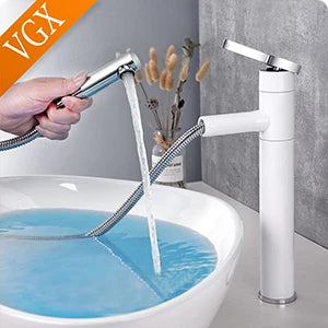 VGX Bathroom Faucets High Basin Mixer Sink Tall Faucet Gourmet Washbasin Taps Water Tap Hot Cold 360 Tapware Crane Brass Black