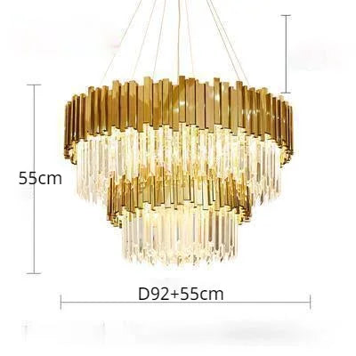 Modern Luxury Crystal Dining Living Chandeliers Golden Metal Villa Living Room Pendant Lights Nordic Interior Decorative Lamp