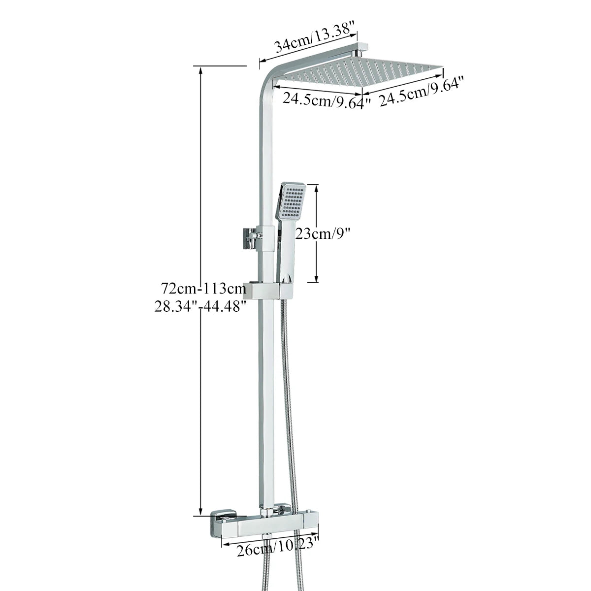 FMHJFISD Thermostatic Chrome Shower Faucet Set Hot Cold Water Mixer Tap Rotating Lifting Wall Mounted Bathroom Shower System