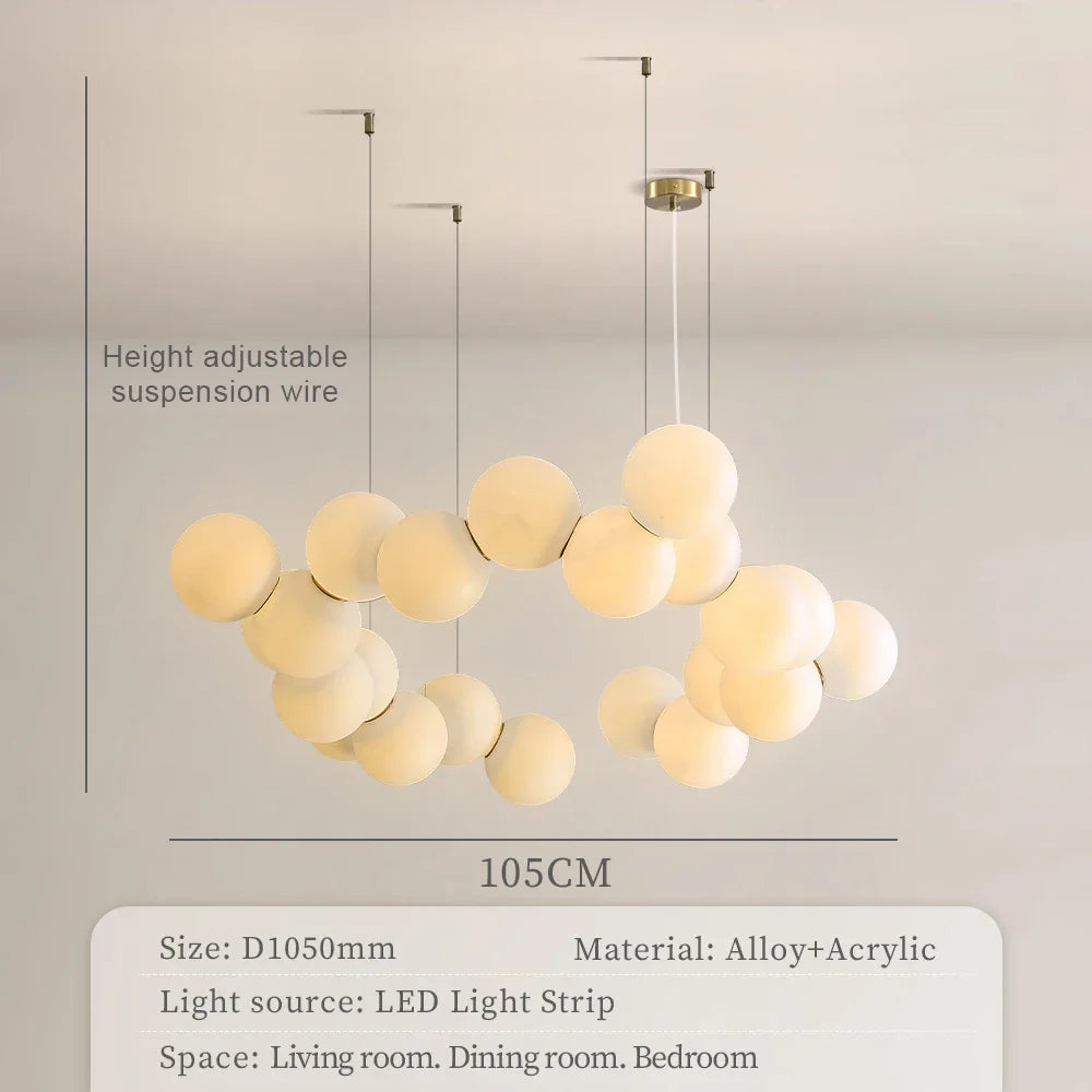 Nordic Modern White Bubble Pendant Chandeliers for Living RooM Dining Room Designer Round Ball Hanging Pendant Lights Bedroom