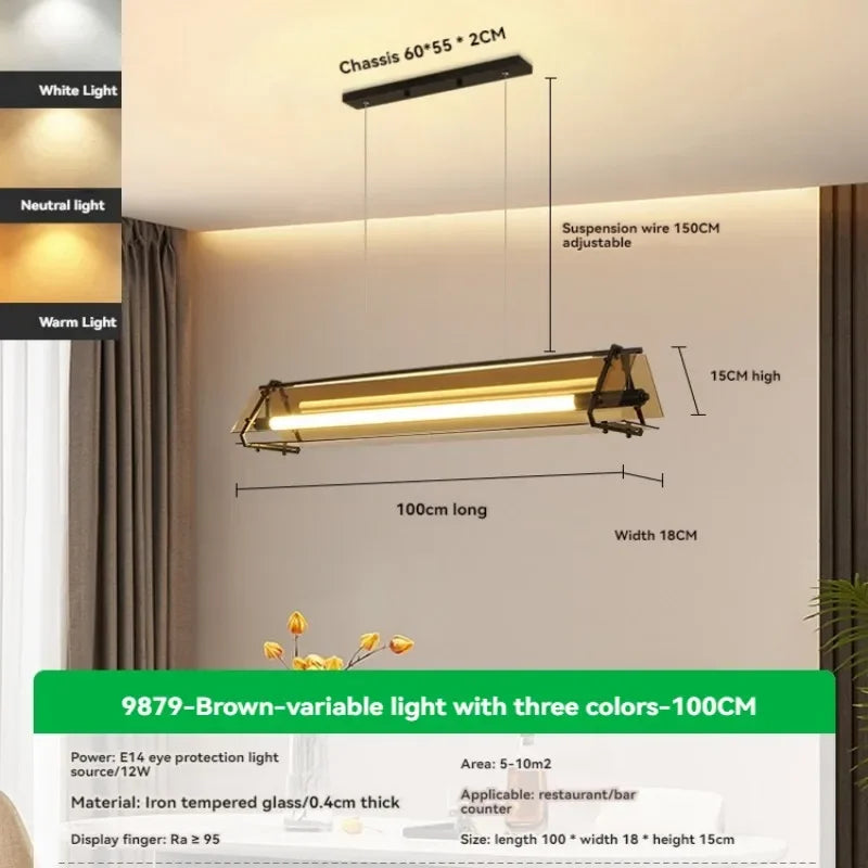 Nordic Led Long Tube Glass Pendant Lights