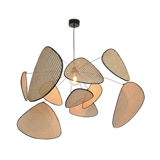 Modern Living Room Pendant Lamp Dining Room Leaf Grid Rural Hand Made Rattan Art Screen Cchandelier Bedroom Home Decor 110V 240V