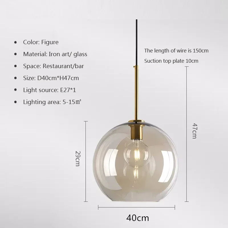 Modern Nordic hanging loft  Glass lustre Pendant Light industrial decor Lights Fixtures E27/E26 for Kitchen Restaurant Lamp