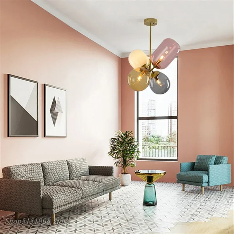 Old Branch Post-modern Stained Glass Chandelier Modern Minimalist Bedroom Warm Children Room Art All-copper Lamps
