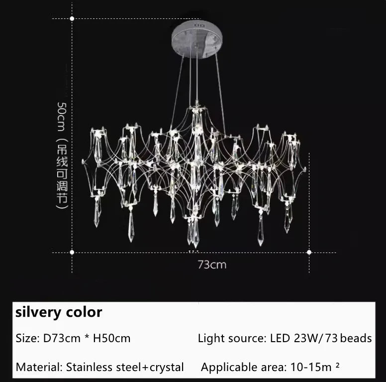 Nordic modern luxury crystal chandelier dining room bedroom LED light firefly luxury living room decoration LED chandelier