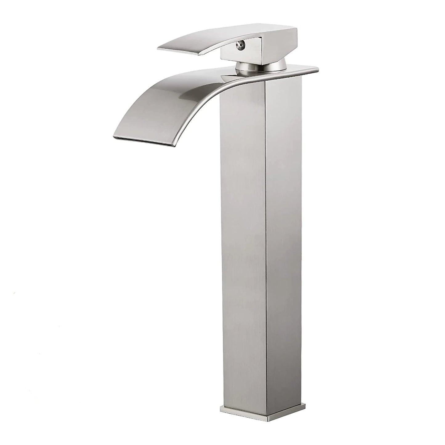 Basin Faucets Brass Silver Elegant Waterfall Bathroom Sink Faucet Single Lever Hole Deck Mount Big Square Spout Mixer Taps