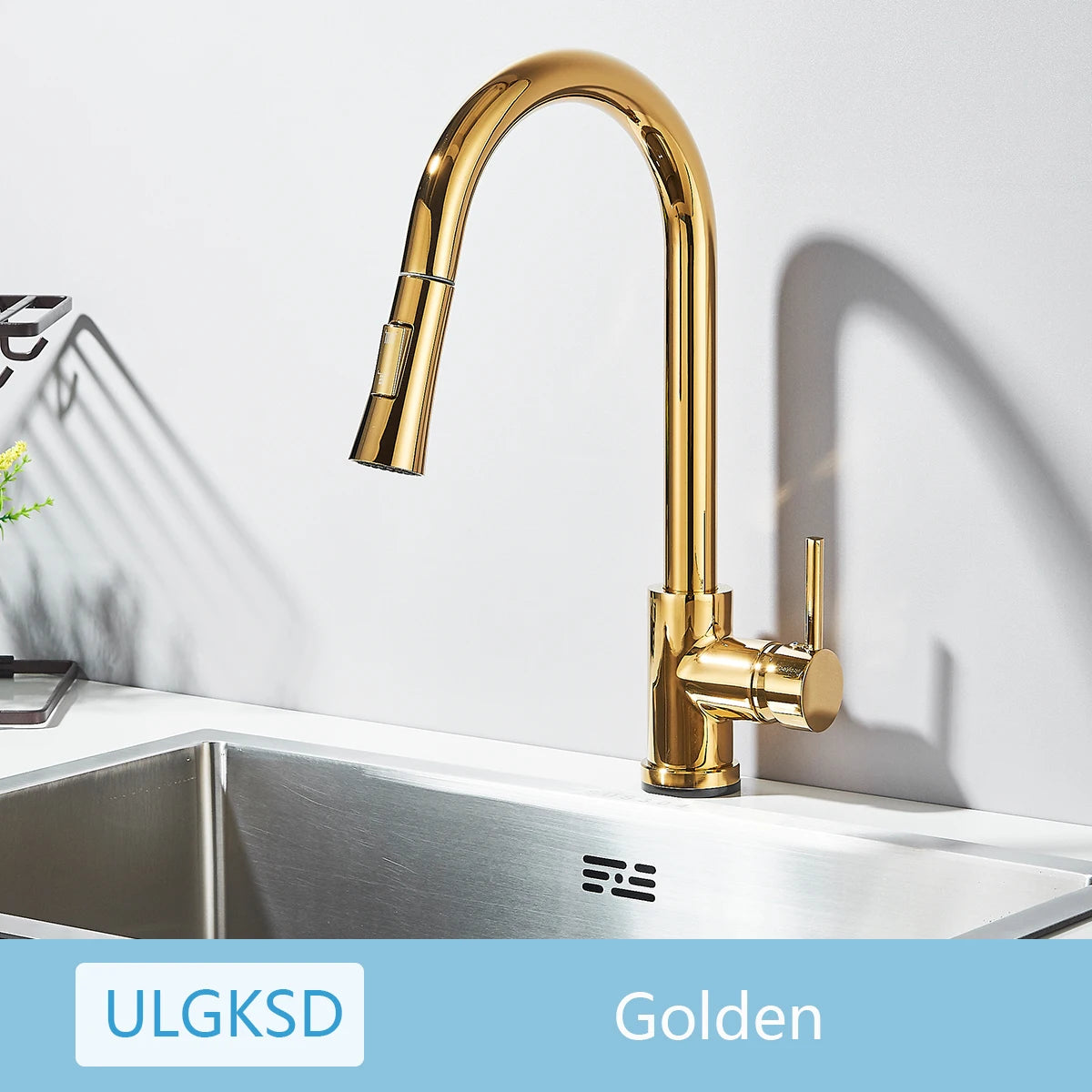 ULGKSD Kitchen Faucet Pull Out 2 Modes Stream Spray Hot And Cold Water Mixer 360 Rotate Single Handle Deck Mounted Crane Tap