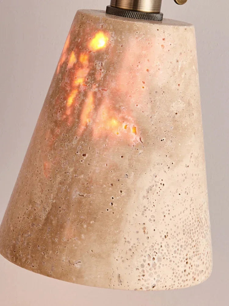 Japanese Wabi-Sabi Style Nordic Bedroom Natural Yellow Travertine Pendant Light Retro Bedroom Bedside Lamp Bar Cream Decoration