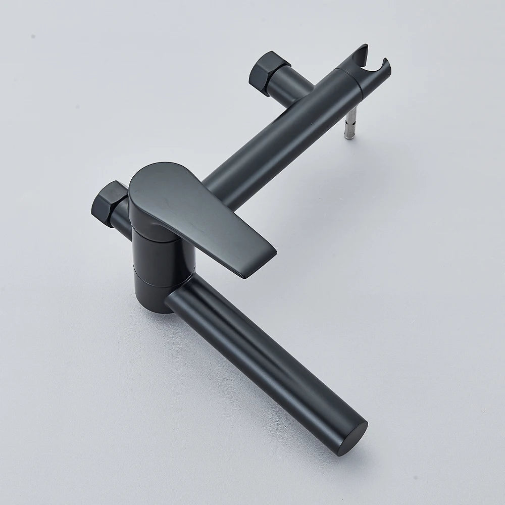 Black Waterfall Bathtub Faucet Hot Cold Water Mixer Tap Bathroom Bathtub  Faucets Wall-mounted Black Tap