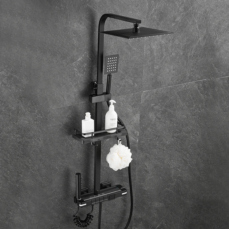 Brass Shower Faucet Thermostatic,Shower Syetem,30cm Spray Head, Digital Display LED,Bathroom Faucet,Black/Chrome