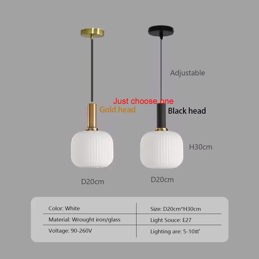 Nordic Restaurant Pendant Lights Glass Pendant Light For Living Dinning Room Lamp Simple Bedside Lustre LED E27 pendant Lighting