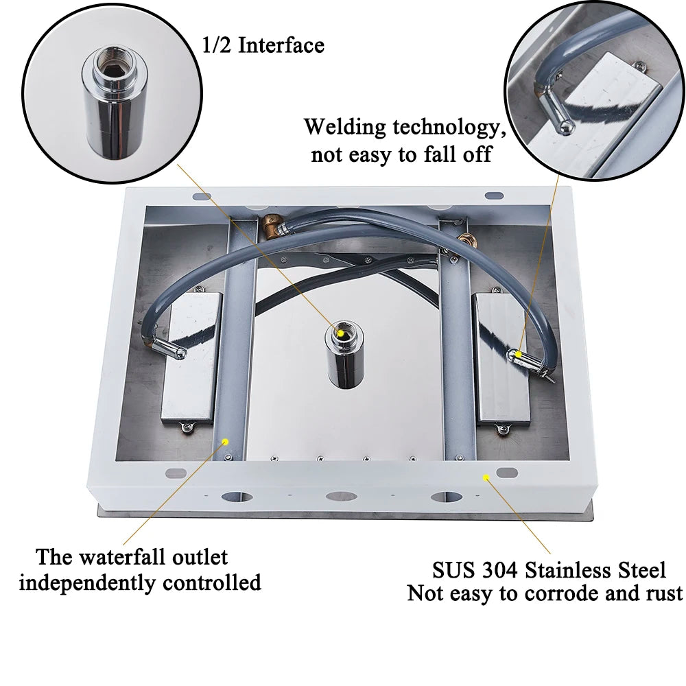 Black LED Constant Temperature Shower Faucet Luxury 3-way RainShower Celling System Tap Color Change Modern Showers for Bathroom
