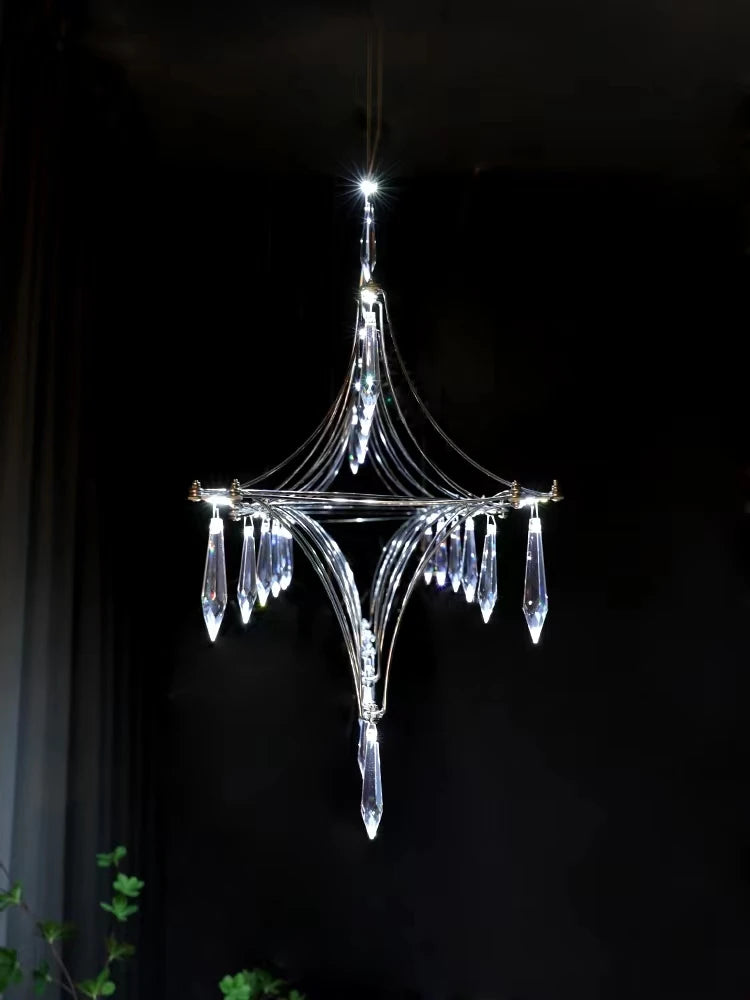 Restaurant Strip Chandelier Postmodern Light Luxury Lobby Front Desk Lamp Designer Minimalist Bar Dining Table Crystal LED Lamp