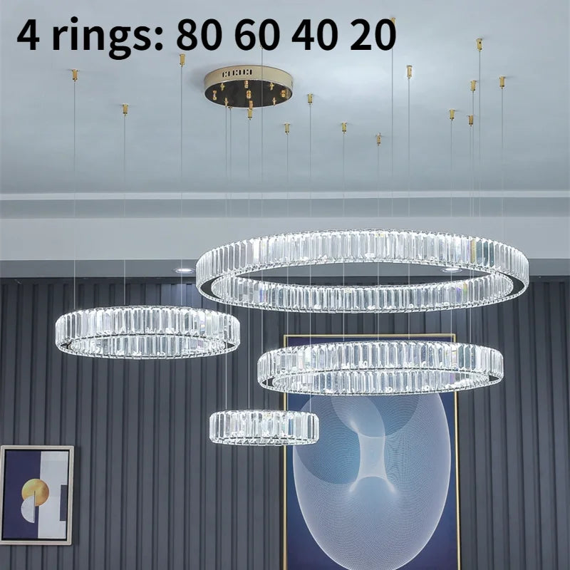 Postmodern Living Room Crystal Chandelier Remote Control Dimmable