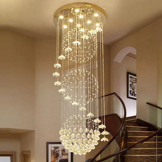 Modern Long Staircase Crystal Chandelier