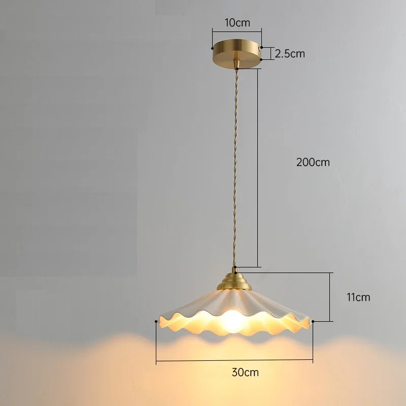 30cm Japanese Style White Ceramic LED Pendant Lights