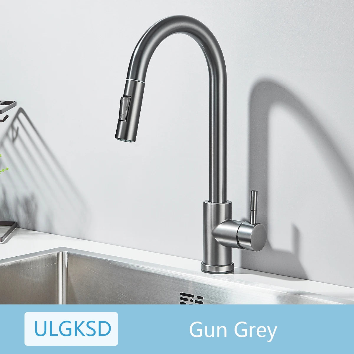 ULGKSD Kitchen Faucet Pull Out 2 Modes Stream Spray Hot And Cold Water Mixer 360 Rotate Single Handle Deck Mounted Crane Tap