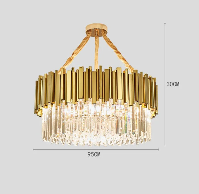 Modern Luxury Crystal Dining Living Chandeliers Golden Metal Villa Living Room Pendant Lights Nordic Interior Decorative Lamp