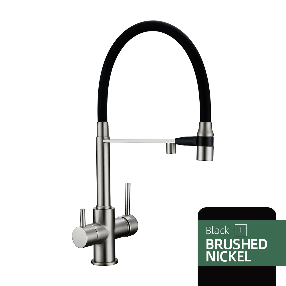 Gunmetal Kitchen Faucet  Brass 3 Ways Sink Mixer Black Hose Mount Pull Out Dual Spray Nozzle Water Kitchen Taps