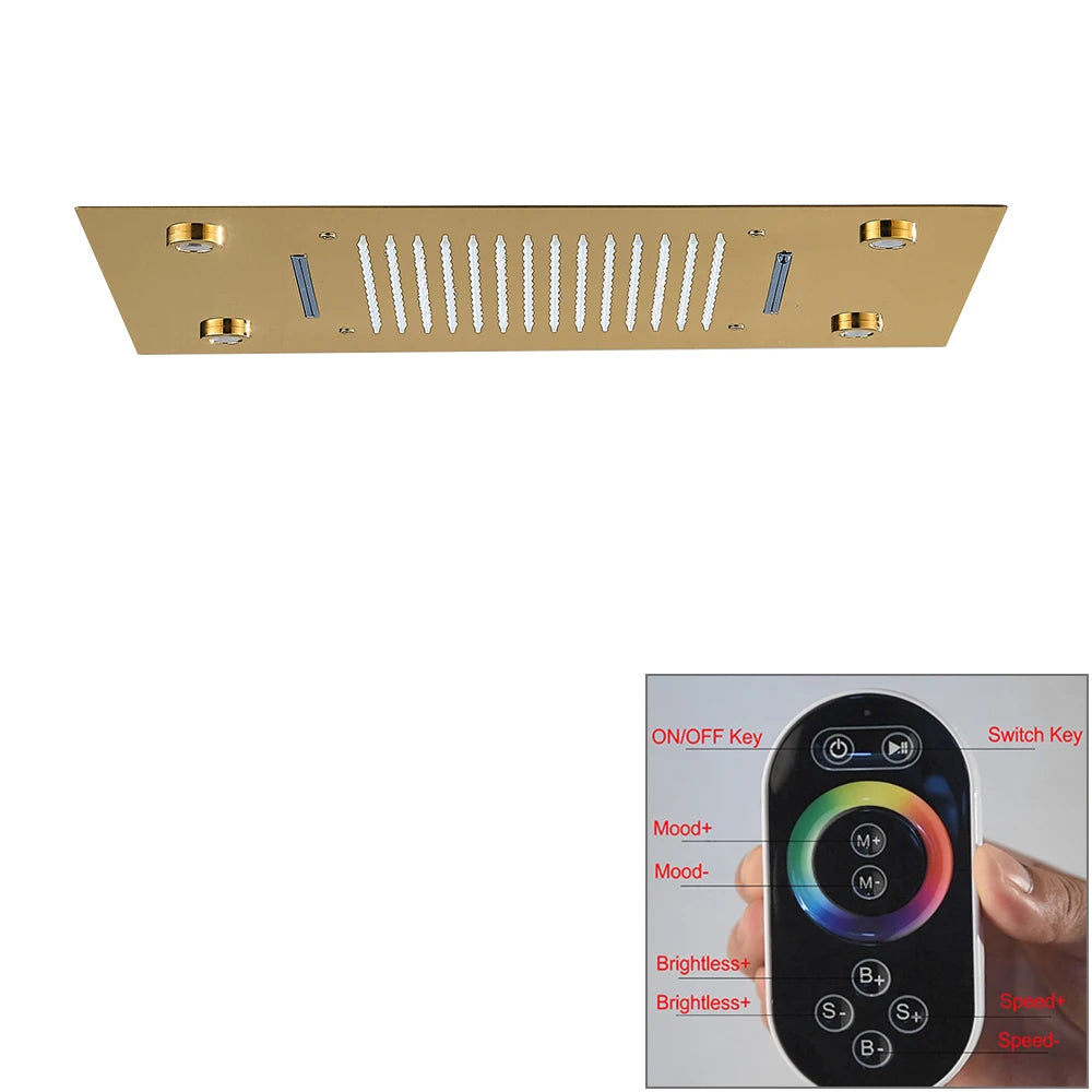 Black LED Constant Temperature Shower Faucet Luxury 3-way RainShower Celling System Tap Color Change Modern Showers for Bathroom