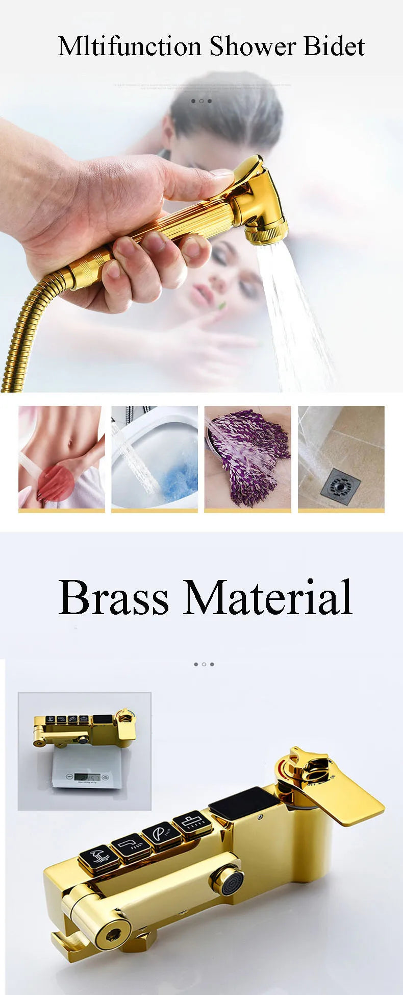 Gold Digital Shower Set Quality Brass Hot Cold Bathroom Shower Faucets Tap Rain Shower Head Golden Thermostatic Shower System
