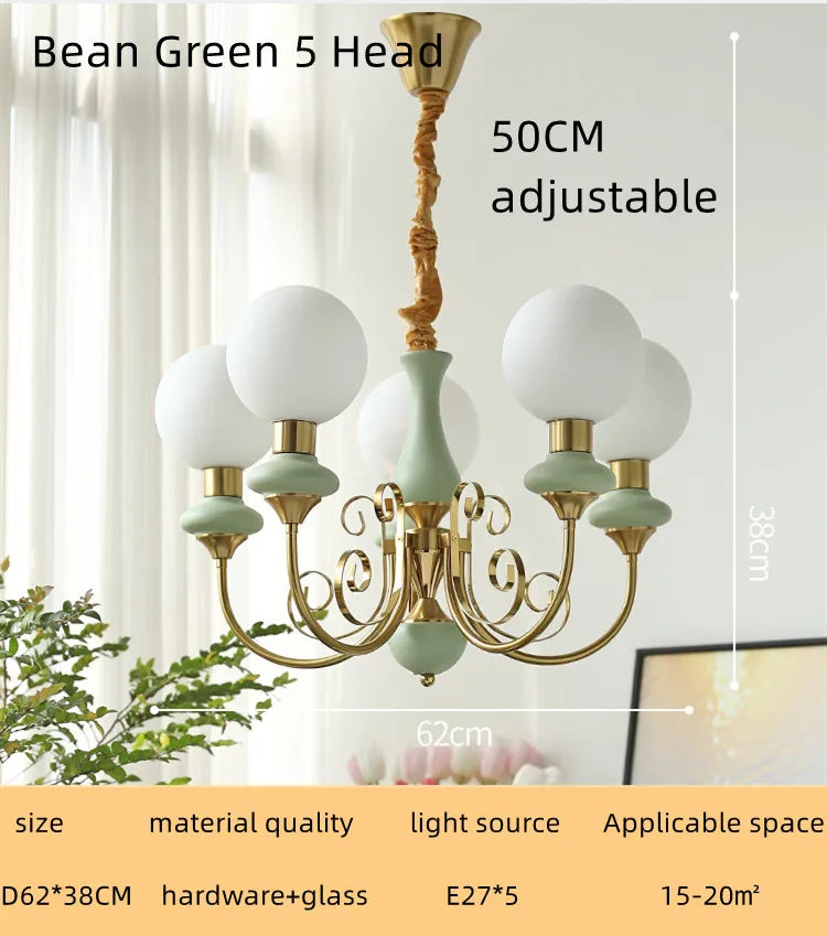 Nordic Retro Pastoral Cream Style Chandelier Bedroom Living Room Dining Room Ceiling Chandelier French Homestay LED Chandelier