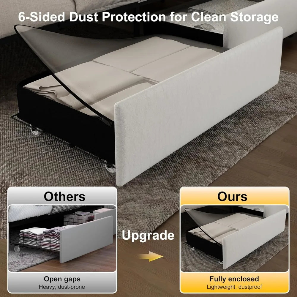 Queen Led Bed Frame with 4 Storage Drawers and Smart Control LED Lights