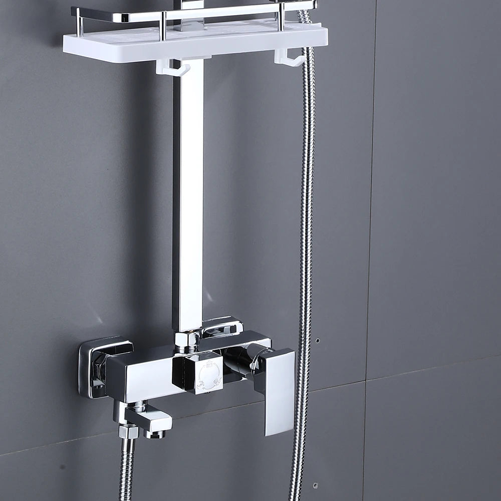 Stainless Steel Shower Faucet Set Rainfall Sliver High Quality All Metal Bathtub  Mixer Tap 4-way With Bidet