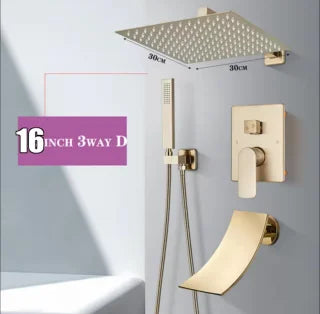 Modern Bathroom Rain Waterfall Shower Set Thermostatic Mixer Bath Shower Mixer Tap Brass Body