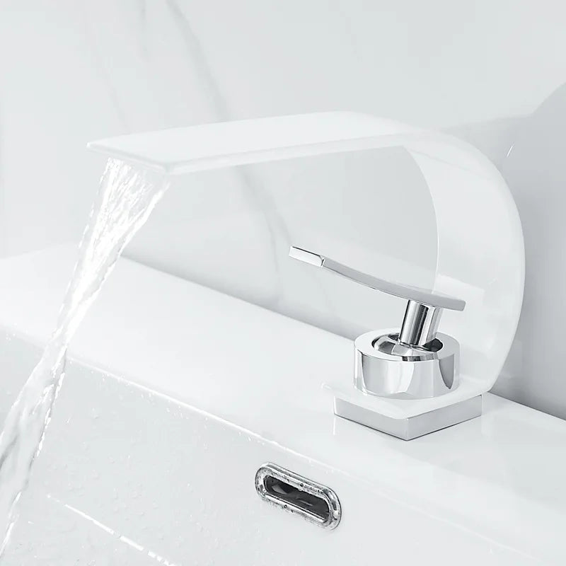 Deck Mount Waterfall Bathroom Basin Faucet