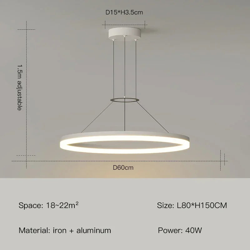 Modern Black Ring Minimalist Led Pendant Lamp