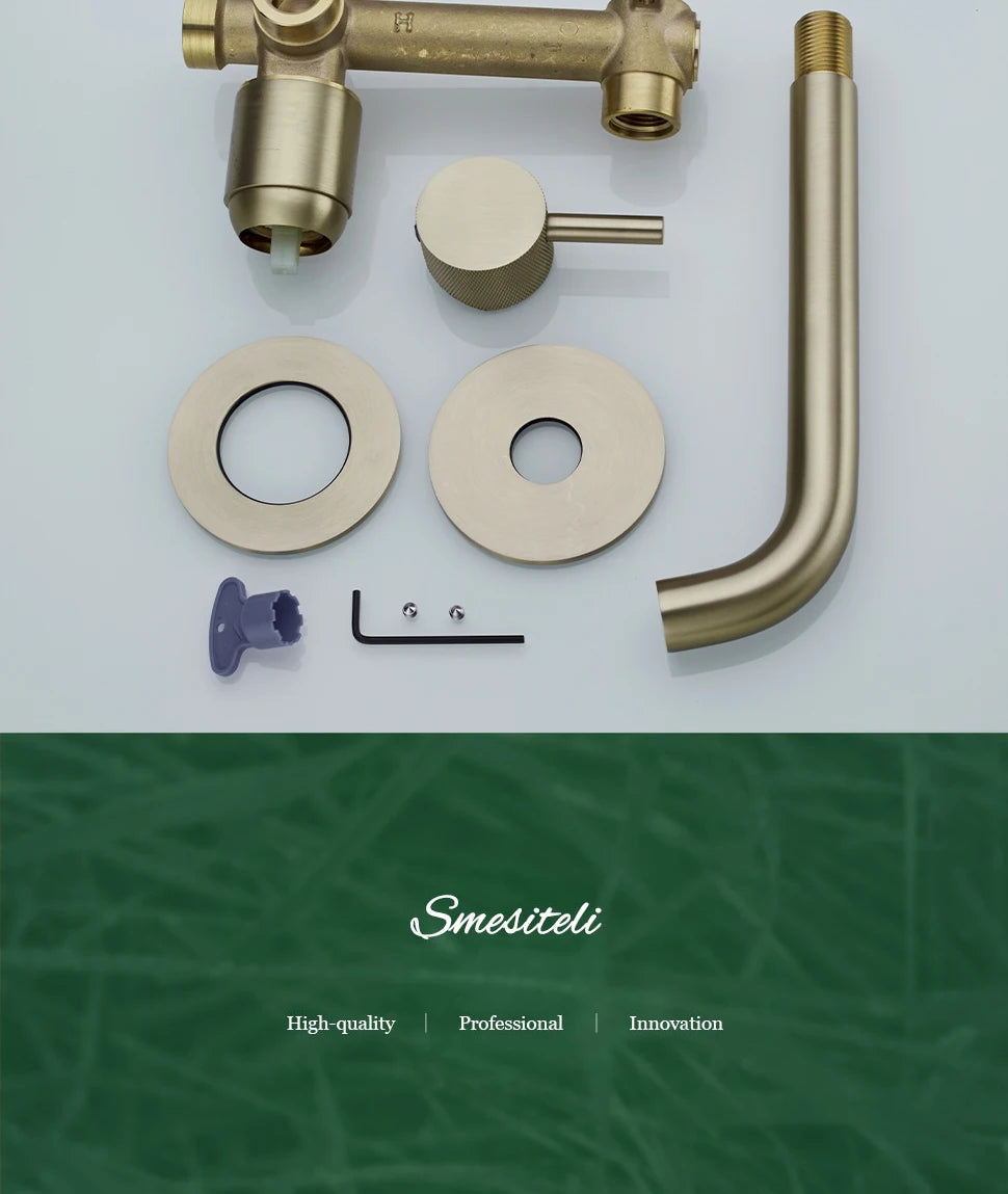 Washbasin Faucet Bathroom Sink Faucets Knurled Brushed Gold Wall Mounted Water Mixer Tap Gunmetal Brass Hot &Cold