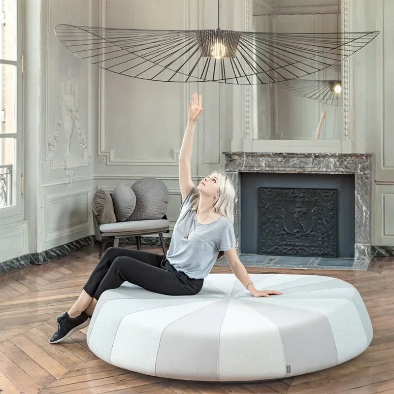 French Designer Hat-like Pendant Light Ceiling Chandelier Suspension Lamp Hanging Fixture for Living Dining Room Bedroom
