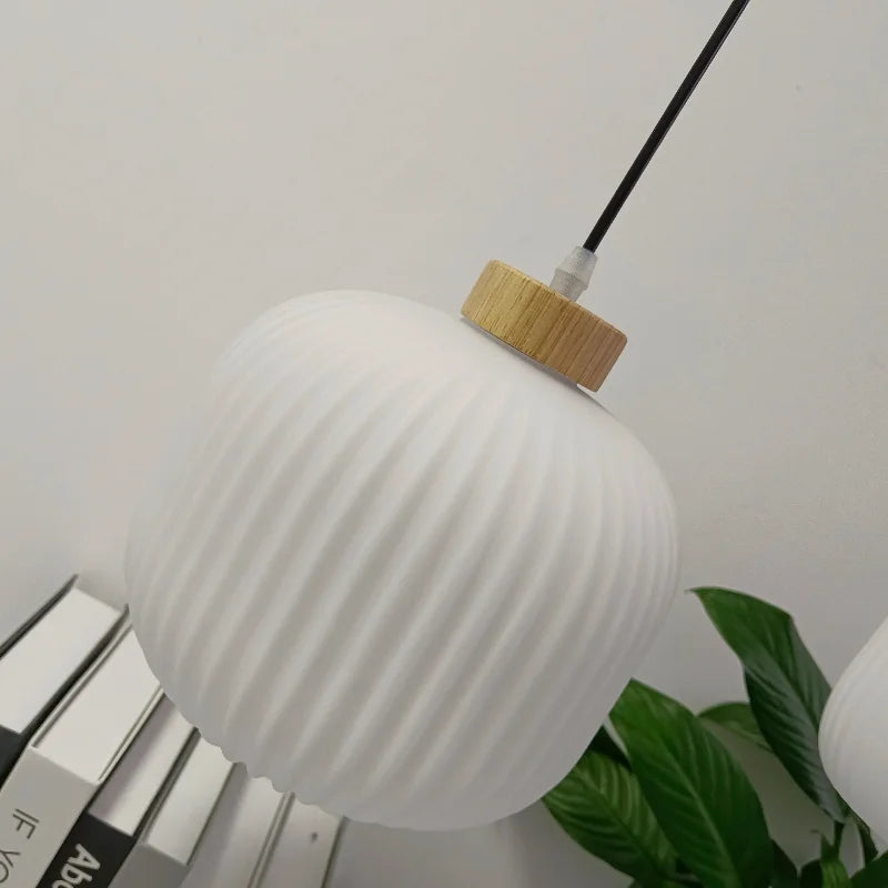 Japanese Wabi Sabi Style White Glass Lamp