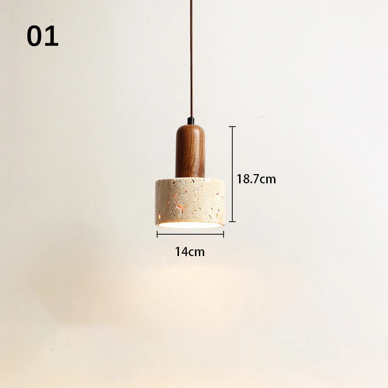SANDYHA Retro Yellow Hole Stone Bedside Small Pendant Lamp Creative Designer Led Lighting for Bedroom Dining Room Lustre Decor